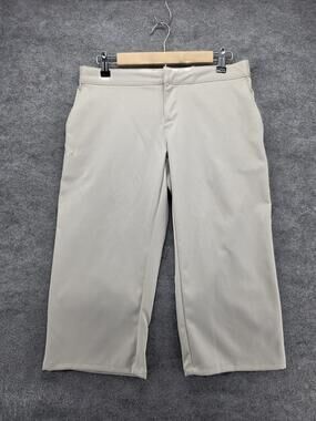 Under Armour Cropped Pants Womens 8 Beige Twill Pockets Zip Golf Activewear